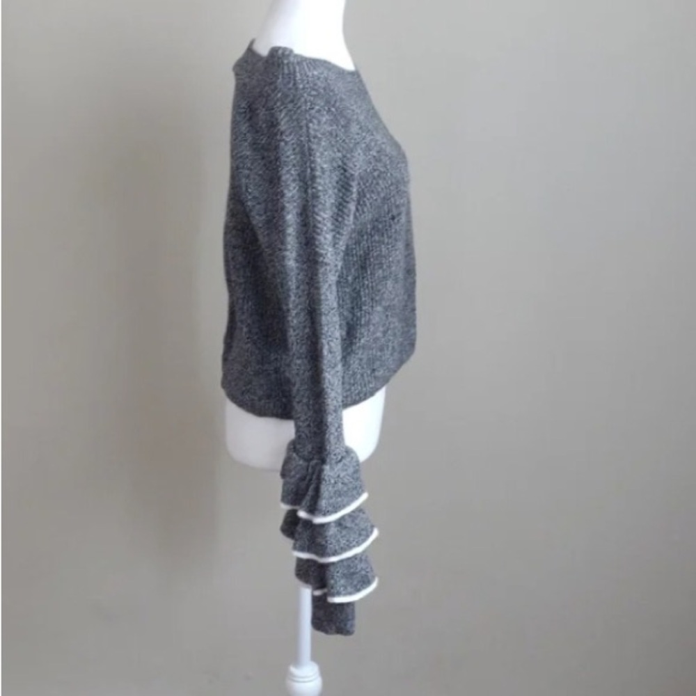 Gray Ruffle Sleeve Sweater - Picture 2 of 3